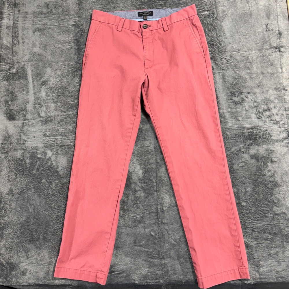 Banana Republic Emerson Chino Mens 32x30 Pink Straight Leg Cotton Pants - Picture 2 of 10